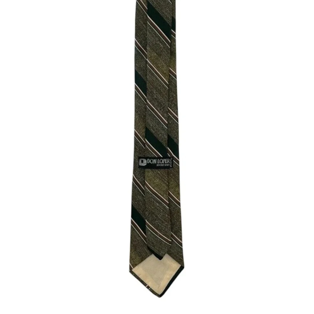 Don Loper Beverly Hills Men's Classic Neck Tie Brown Retro Stripe Polyester
